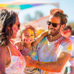 Vibrant City Festival: Joyful Family Dancing in Celebration