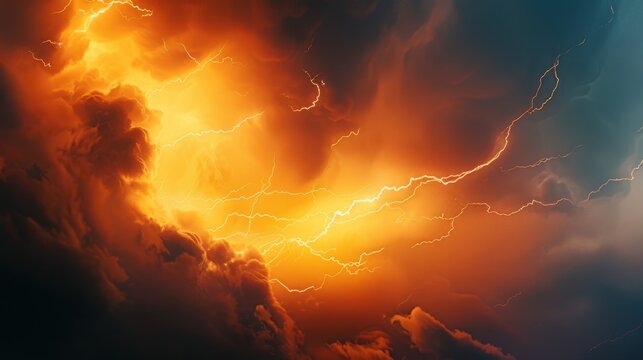 yellow lightning strike, 3d illustration