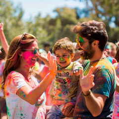 Vibrant City Festival: Joyful Family Dancing in Celebration