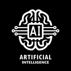 Artificial intelligence logo, symbol on a dark background. - 772096542