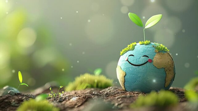 3D green earth environment concept for earth and environmental day 4K