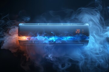 Ion positive and negative air flow icon. Set of modern elements showing a blowing air effect from an air conditioner, air purifier, or humidifier. - obrazy, fototapety, plakaty