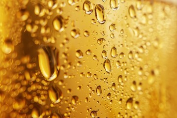 Close up of beer glass with condensation drops, ideal for text placement and advertising