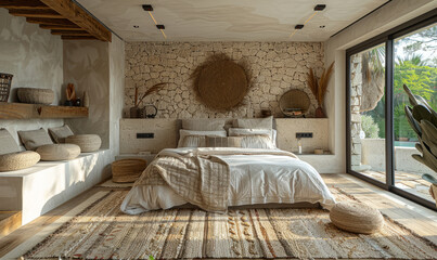 Obraz na płótnie Canvas Beautiful bedroom interior, designed with luxury details.