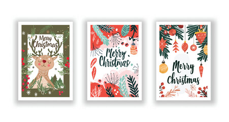 Hand-Drawn Christmas Greetings: Cute Flyers and Postcards with Minimalist Christmas Background