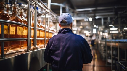Serious Male Employee in Beverage Production Industry