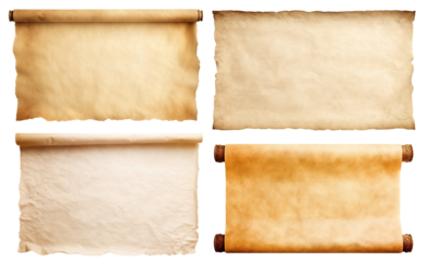 Set of old medieval paper sheets, cut out