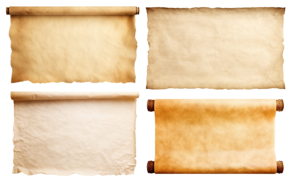 Set of old medieval paper sheets, cut out