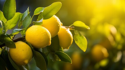 Sunlit Lemons on a Verdant Branch