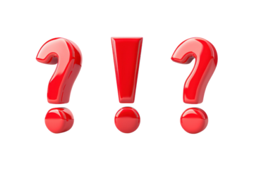 Exclamation red signs. Realistic 3d symbol icon. Vector illustration isolated on white background