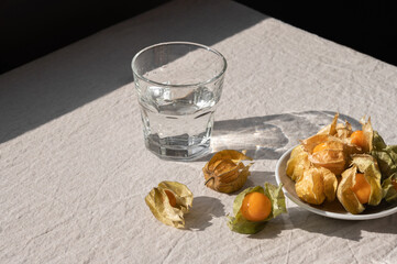 Healthy lifestyle, vitamin antioxidant nutrition concept, aesthetic luxury summer still life with...