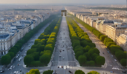 Aerial view of Arc de Triomphe