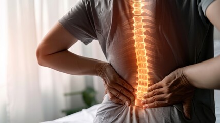 highlighted female spine back pain