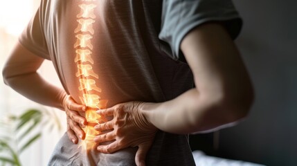 highlighted female spine back pain