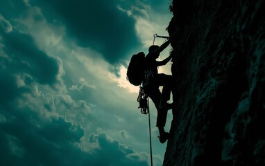 climber with great willpower - obrazy, fototapety, plakaty