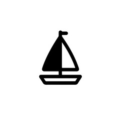 sailing boat as a simple single icon logo vector illustration, isolated on background