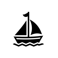 sailing boat as a simple single icon logo vector illustration, isolated on background