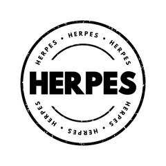Herpes - a viral infection caused by the herpes simplex virus HSV, text concept stamp - obrazy, fototapety, plakaty