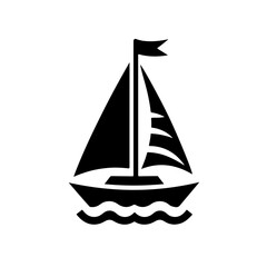 sailing boat as a simple single icon logo vector illustration, isolated on background