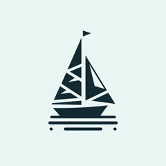 sailing boat as a simple single icon logo vector illustration, isolated on background