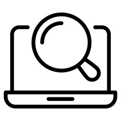 laptop with magnifiying glass icon