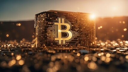 Generative AI. World of bitcoin, crypto world, Bitcoin ruling the town, king of city, Crypto king, Best crypto to buy, Crypto skyline, Bull run, Bear run.