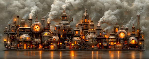 Mechanisms and gears, Professional steampunk background.