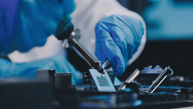 Close up portrait of computer engineer's hand is holding CPU's computer.