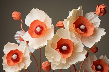 Fototapeta premium Intricate Paper poppy art flowers. Shape day. Generate Ai
