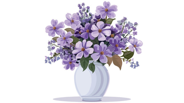 Beautiful bouquet of purple flowers in a vase 
