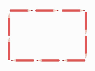Frame in the form of pencils. Stationery, school. Border, place for text. Cartoon wooden pencils. Academic year, Knowledge Day. Vector banner.