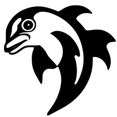 Sleek Dolphin Vector: Elegant Aquatic Creature Against a Clean White Canvas