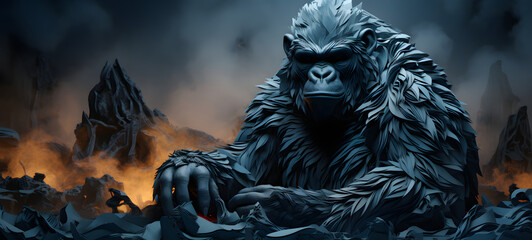 Fototapeta premium paper quilling gorilla, ai generative