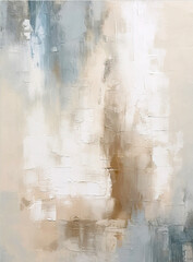 Abstract beige and light blue oil painting, neutral tones, textured canvas