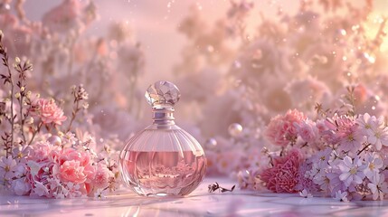Obraz na płótnie Canvas Pink Flowers and Perfume A Sweet and Delicate Fragrance for a Lovely Spring Afternoon Generative AI