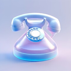 Glossy stylized glass icon of telephone, phone, communication, device, call