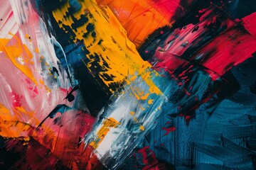 An abstract painting featuring a dynamic mix of colors, created with expressive brushstrokes that convey intensity and emotional turmoil