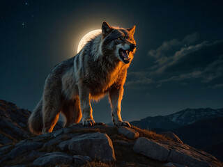 Mystical Werewolf in the Night Captivating Vector Illustration for Fantasy and Horror Concepts....