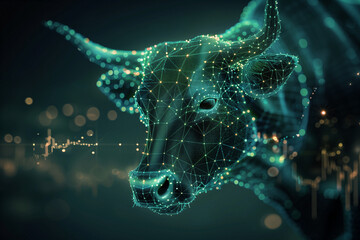 bull shape from the graphic point, Stock market trading, stock market futuristic concept - obrazy, fototapety, plakaty
