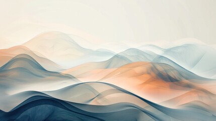 Abstract digital art of wavy lines simulating rolling hills in a serene, pastel color palette...