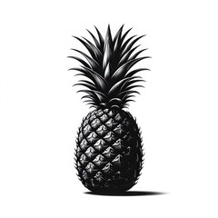 Silhouette icon of pineapple vector illustration, isolated over on white background