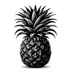 Obraz premium Silhouette icon of pineapple vector illustration, isolated over on white background