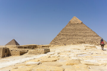 Fototapeta na wymiar View on the Khafre pyramid in the Giza pyramid complex, Cairo, Egypt