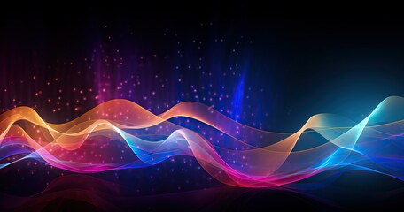 Abstract digital background with glowing waves of color and light