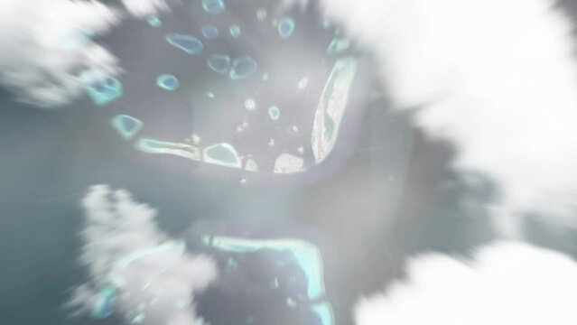 Earth zoom in from space to Male, Maldives. Followed by zoom out through clouds and atmosphere into space. Satellite view. Travel intro. Images from NASA