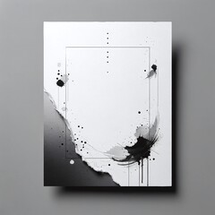 Monochrome Elegance- Torn Paper and Minimal Ink Spills