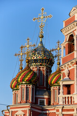 Colorful Domes of a Traditional Russian Orthodox Church