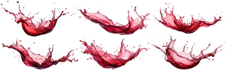 Set of red wine splashes, cut out