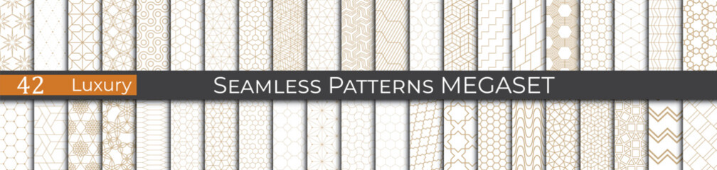 Luxury golden geometric pattern set. Subtle 80s line deco graphic. Retro golden pattern print.