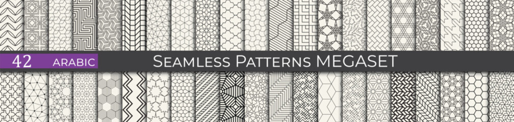 Vintage geometric pattern set. Arabic pattern textile collection. - 772123160